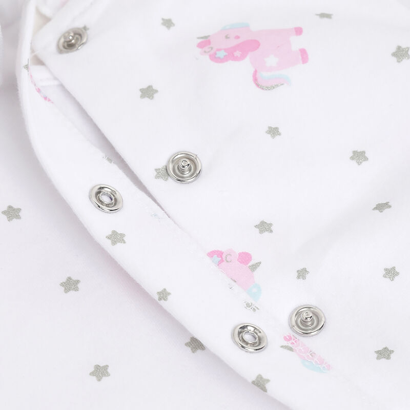 Girls Natural Printed Leg Opening Babysuit image number 3